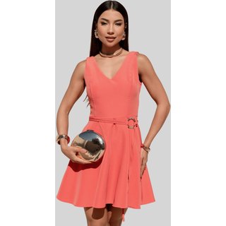 Vestido Miss e Misses Luiza Decote V C/Detalhe Cinto Coral