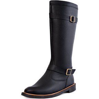 Bota Cano Longo Montaria Lumiss Salto Baixo Biker Confortável Preto