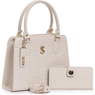 Bolsa Feminina Transversal De Mão e Transversal Com Carteira Creme