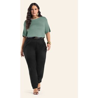 Calça Tecido Favo Plus Size Secret Glam Preto