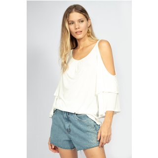 Blusa Malha Xingu Manga Dupla Amazonia Vital Sino Off White