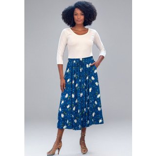 Saia Amazonia Vital Longa Viscose Estampa Azul Florido