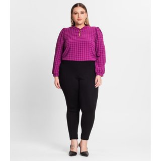 Blusa Plus Size Em Air Flow Xadrez Secret Glam Roxo