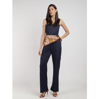 Macacão Malha Jeans Cargo Autentique Feminina MARINHO