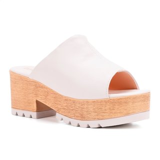 Tamanco Domidona Feminino Plataforma Tratorado Clog Madeira Off White