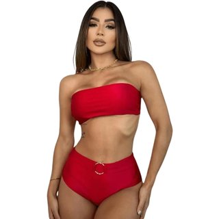 Biquíni Hot Panties Tomara que Caia Básico Liso Carol Vermelho