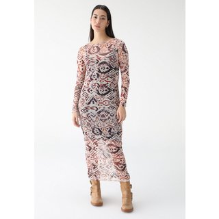 Vestido Tule Animale Jeans Longa Est Ikat Tapeçaria Off-White