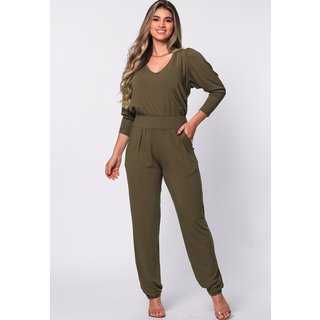 Macacão Manga Bufante B’Bonnie Greta Verde Militar