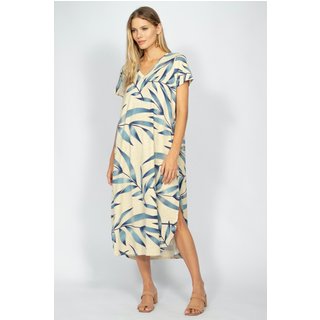 Vestido Midi Amazonia Vital Malha com Bolso Bambu Azul