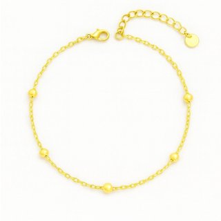 Pulseira Delicada Vih Triny Banhada a ouro Bolinhas Dourado