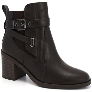 Bota Feminina Cano Curto Salto Bloco Médio Comfortflex 2599332 - Café