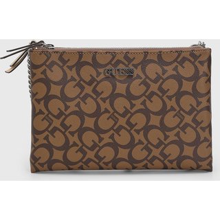 Bolsa Pequena Feminina Guess Monograma Marrom