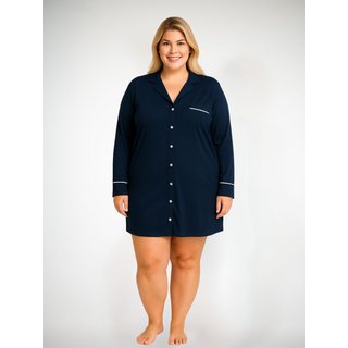 Camisola Algodão Plus Sise Manga Longa Bárbara - Marinho