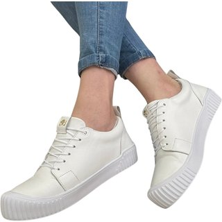 Tenis Feminino Casual Lirom Em Couro Branco