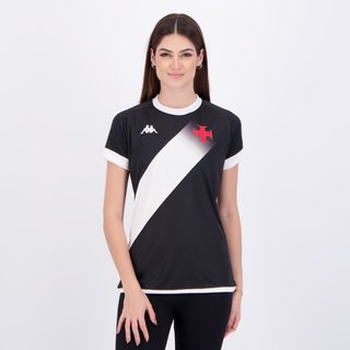 Camisa Kappa Vasco Supporter Graphik Feminina Preta e Branca