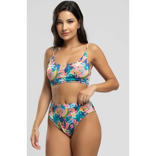 Biquini Faixa Calcinha Hot Pants Estampado Proteção Uv 50+ Vicbela Flor