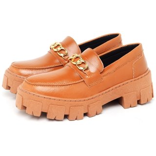 Sapato Feminino Mocassim Okford DUBUY 1413FG Caramelo