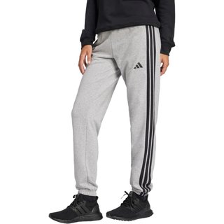 Calça Essentials French Terry Cuffed 3 listras adidas Sportswear Cinza