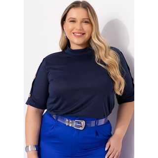 Blusa Em Malha Flamê Azul Escuro Marguerite