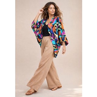 Kimono Cabanafree Viscose Manga Ampla Estampa Aurora Urbana