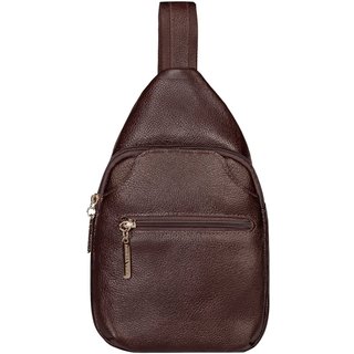 Mini Mochila Andrea Vinci Feminina Transversal De Couro Liso Jenny - Café