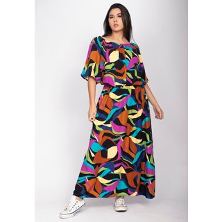 Vestido Midi Cabanafree Ciganinha Viscose com Lapela Estampa Aurora Urbana