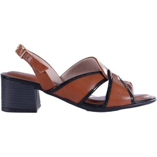 Sandália Comfortflex Feminina Salto Bloco 25-56404 Preto/Toffe Incolor