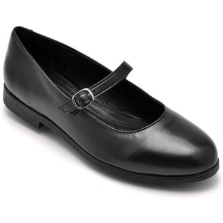 Sapatilha College Feminina Couro Bico Redondo Casual Preto 33 Preto
