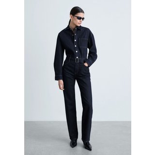 Macacão Jeans Mango Longo Rinse Wash Azul