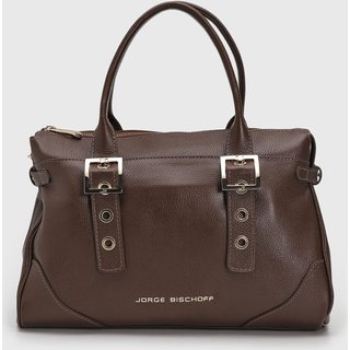 Bolsa Feminina Jorge Bischoff Grande Detalhe Fivela Marrom