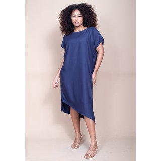 Vestido Cabanafree Midi Plano Azul Marinho