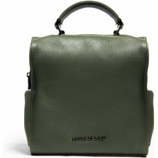 Mochila Feminina Em Couro Verde Musgo "Zoe Cardoso"""