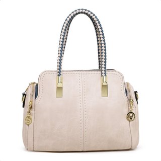 Bolsa Baú Média Luxuosa De Mão Feminina Transversal De Ombro - Bege