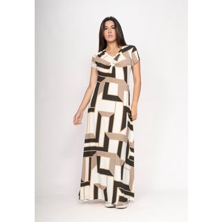 Vestido CabanaFree Coema Longo Malha Detalhe no Busto Estampa Igaci