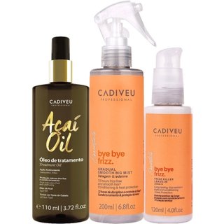 Kit Cadiveu Professional Bye Bye Frizz Selagem Gradativa Leave-in e Açai Oil 110 (3 produtos)