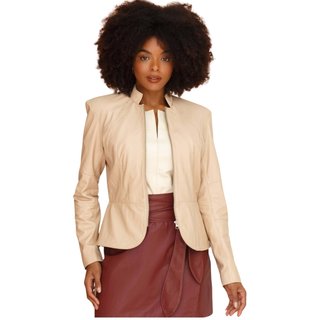 Blazer de Couro JVL Iris Pelica Blush