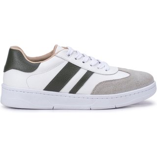 Tênis Feminino Bella Nina Couro Casual Confortável Moderno Caminhada Branco Com Preto