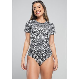 Body MVB Modas Manga Curta Collant Mandala