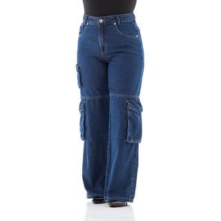 Calça Jeans Feminina Arauto Wide Cargo