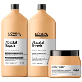 Kit L'Oréal Professionnel Serie Expert Absolut Repair Gold Quinoa + Protein Golden Salon Trio (3 Produtos)