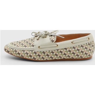Mocassim Feminino Luiza Barcelos Trama Bicolor Bege