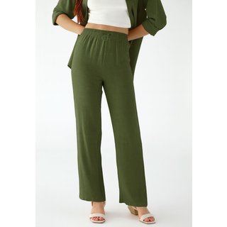 Calça Pantalona Levosch De Linho Verde Militar