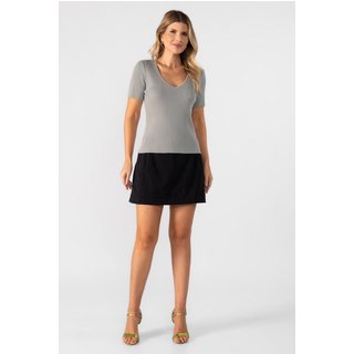 Blusa modal decote v Cinza