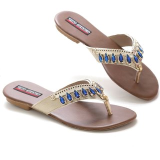 Sandália Rasteira Feminina Rasteirinha Mr Try Shoes Casual Pedrarias Azul