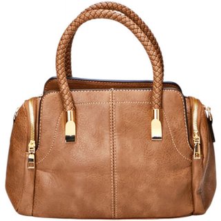 Bolsa Bau Media De Mao Feminina Transversal De Ombro Luxuosa Nude