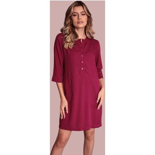 Vestido Chemise fechada Ícone Fashion manga 3/4 Pluma Vermelha