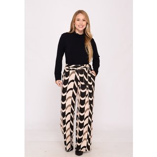 Calça Pantalona Cós largo Bolsos BBonnie Sheila Estampa Preta