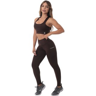 Conjunto Fitness Bolsinho Sallada Mista Poliamida Running Marrom