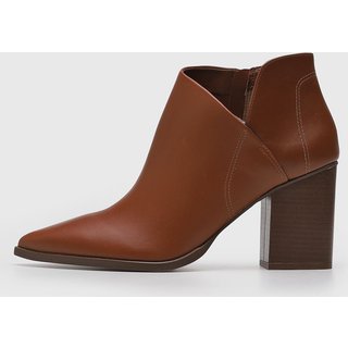 Bota Feminina Arezzo Cano Baixo Salto Grosso Marrom