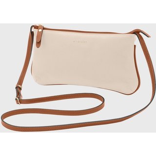 Bolsa Transversal de Couro Mariart Caipirinha Off White/Camel